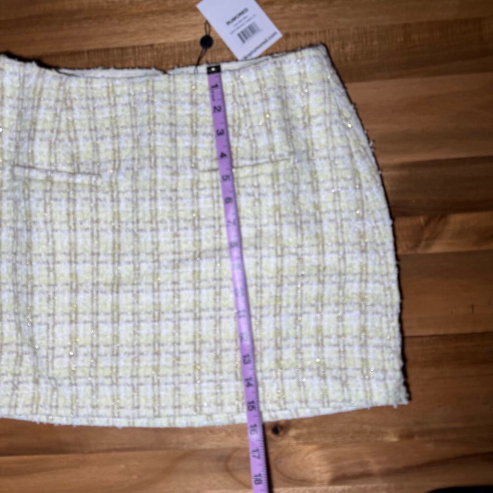 Rumored Coco Mini Skirt Yellow Shimmer Tweed Size 10 NWT Preppy Parisian - Picture 8 of 9
